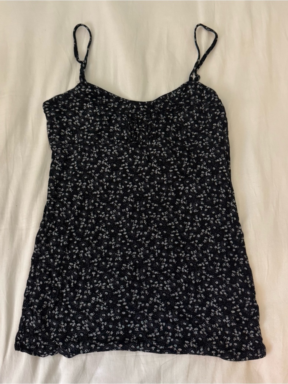Black Floral Spaghetti Strap Tank Top